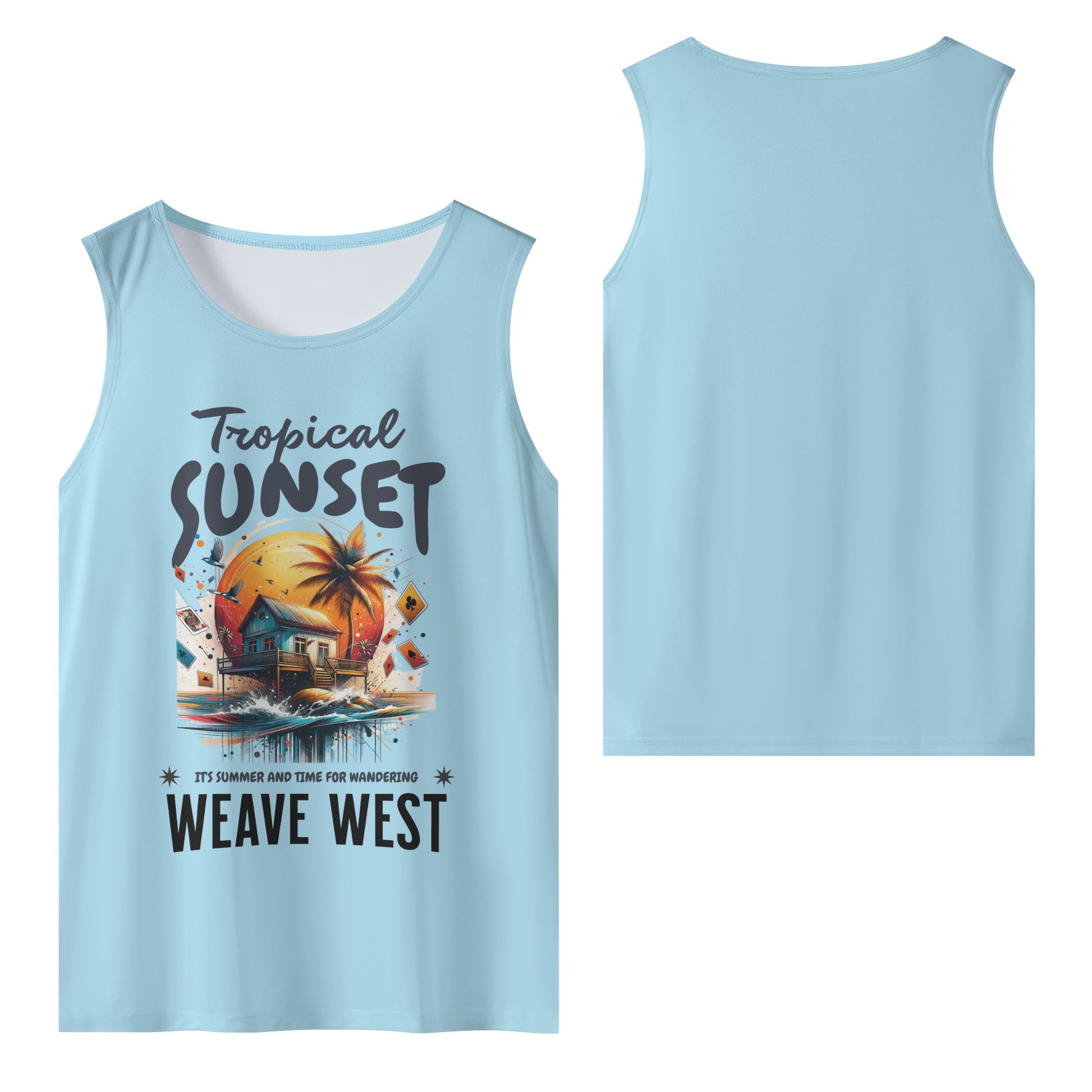 Polyester Wrinkle Free Sleeveless Tank (Tropical Sunset) - Weave West