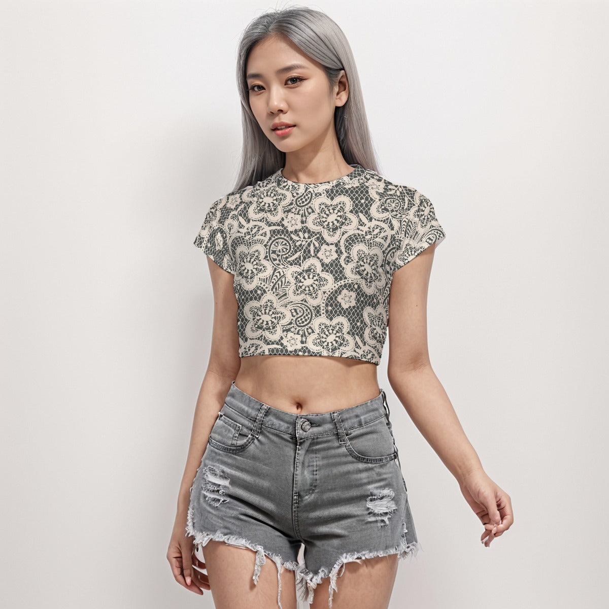 Raglan Crop T-Shirt Flower 8 - Weave West