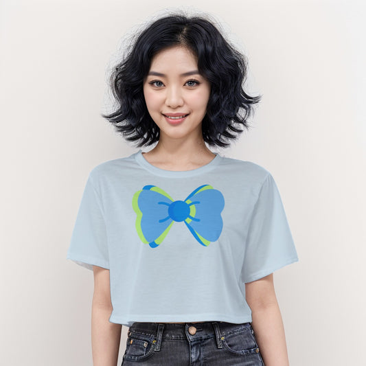 Casual Crop T-Shirt Bow Tie 1