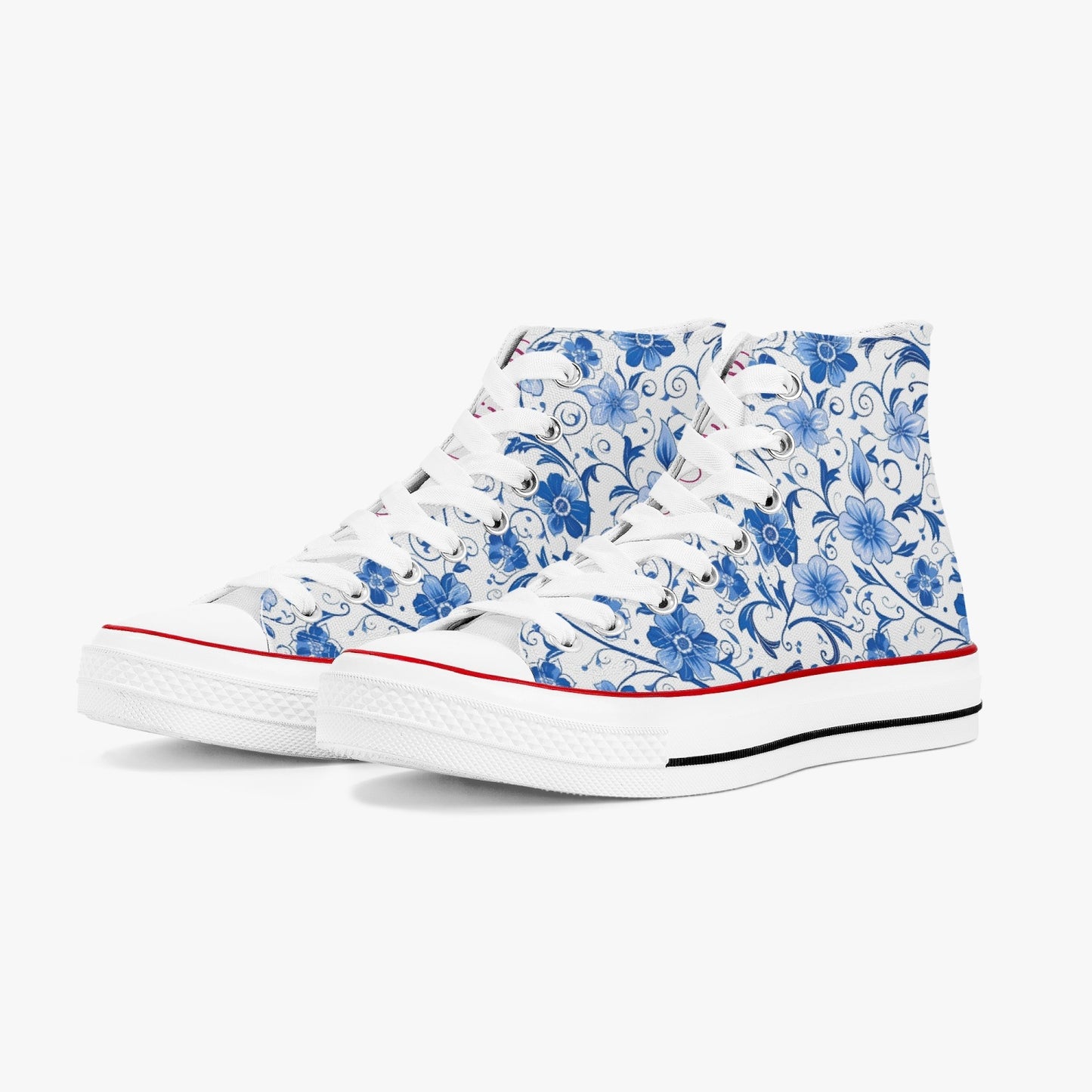 Casual High Top Canvas Blue Poppies - Weave West