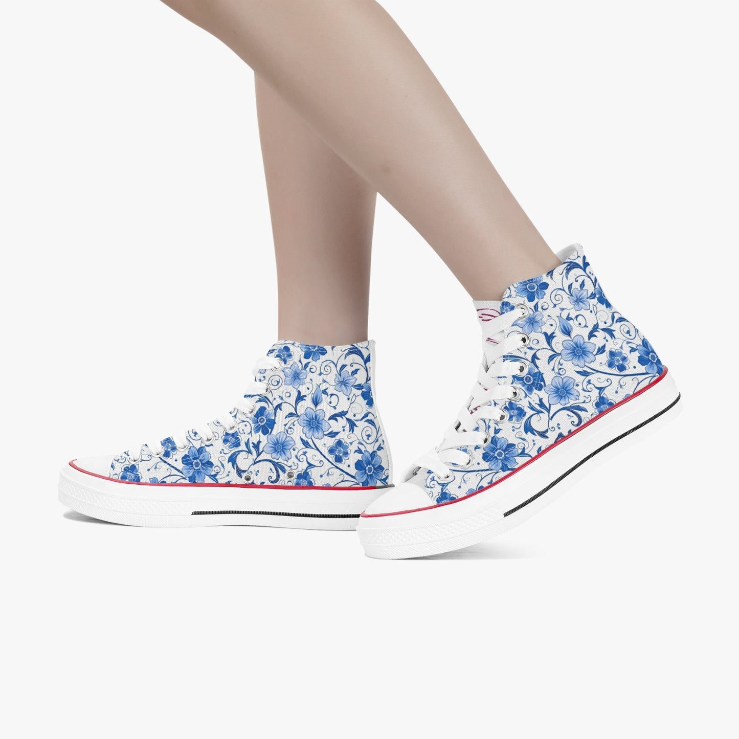 Casual High Top Canvas Blue Poppies - Weave West