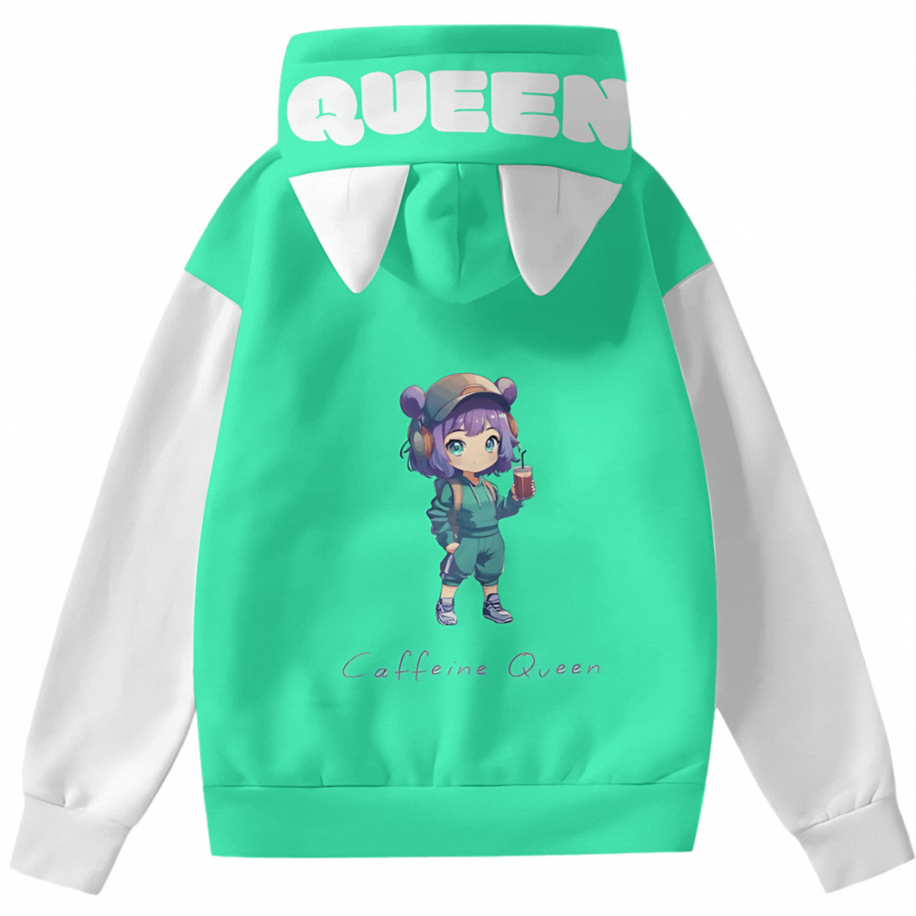 Personalized Eared Cozy Hoodie Caffeine Queen - Weave West