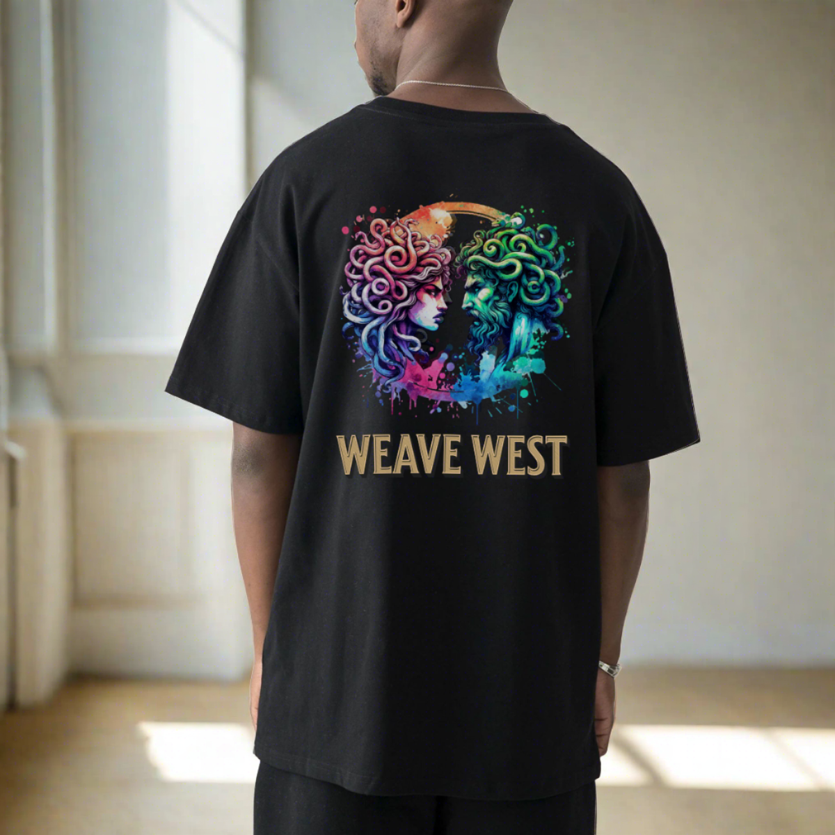 High Quality Cotton Oversized Loose-Fit Tee (Medusa Zeus In Love) - Weave West