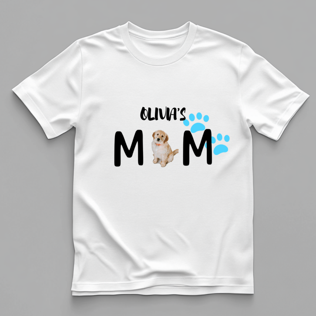 Woman Custom Funny Dog Cotton T Shirt (Dog's Mom) - Weave West