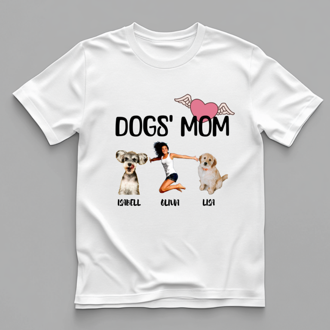 Woman Custom Funny Dog Cotton T Shirt (Dogs' Mom) - Weave West