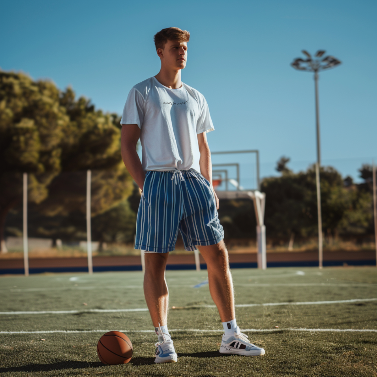 Micro Fiber Breathable Athletic Shorts (Stripe2) - Weave West