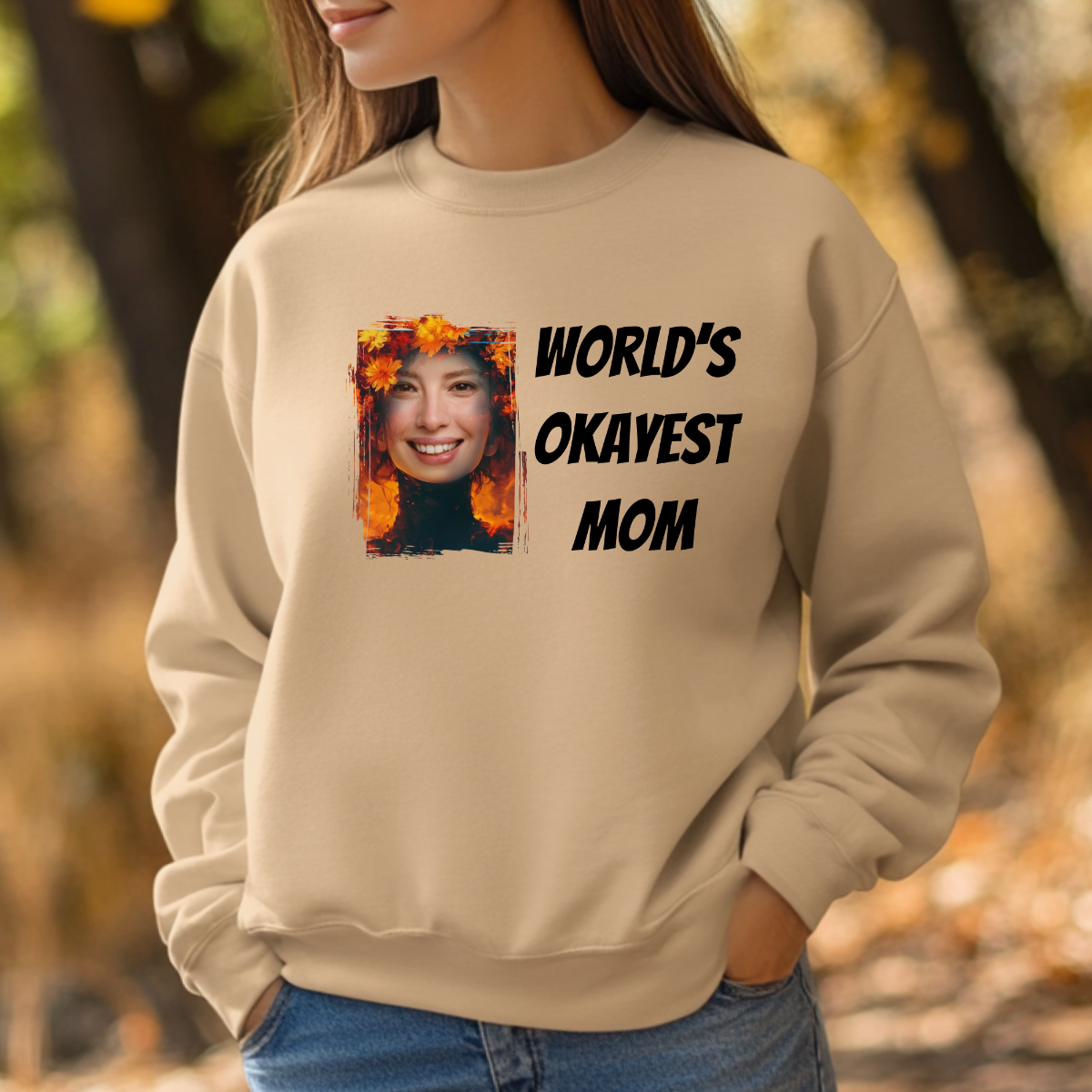 Custom Funny Mom Sweatshirt (Okayest Mom) - Weave West