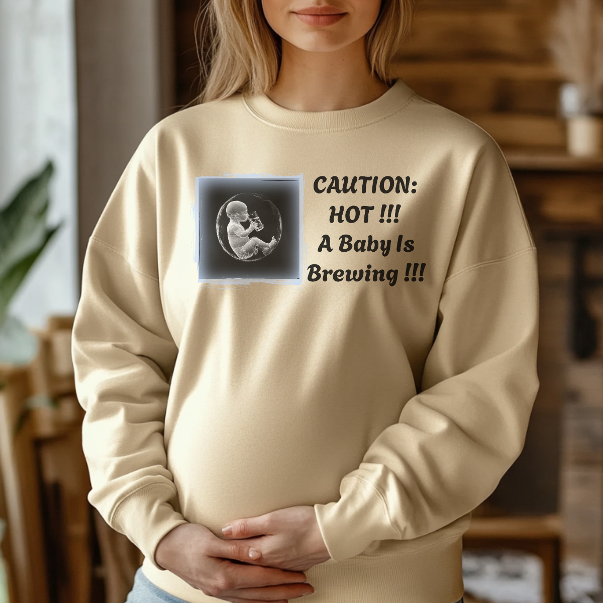 Custom Funny Pregnancy Sweatshirt (Caution: Hot) - Weave West