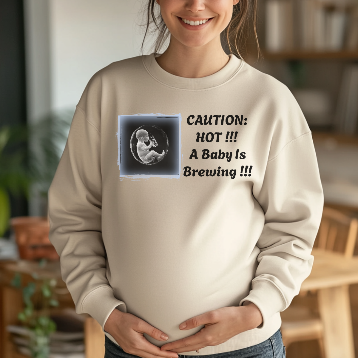 Custom Funny Pregnancy Sweatshirt (Caution: Hot) - Weave West