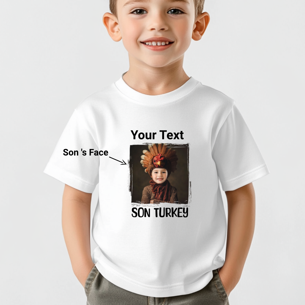 Custom Funny Thanksgiving Kids T-Shirt (Son Turkey) - Weave West