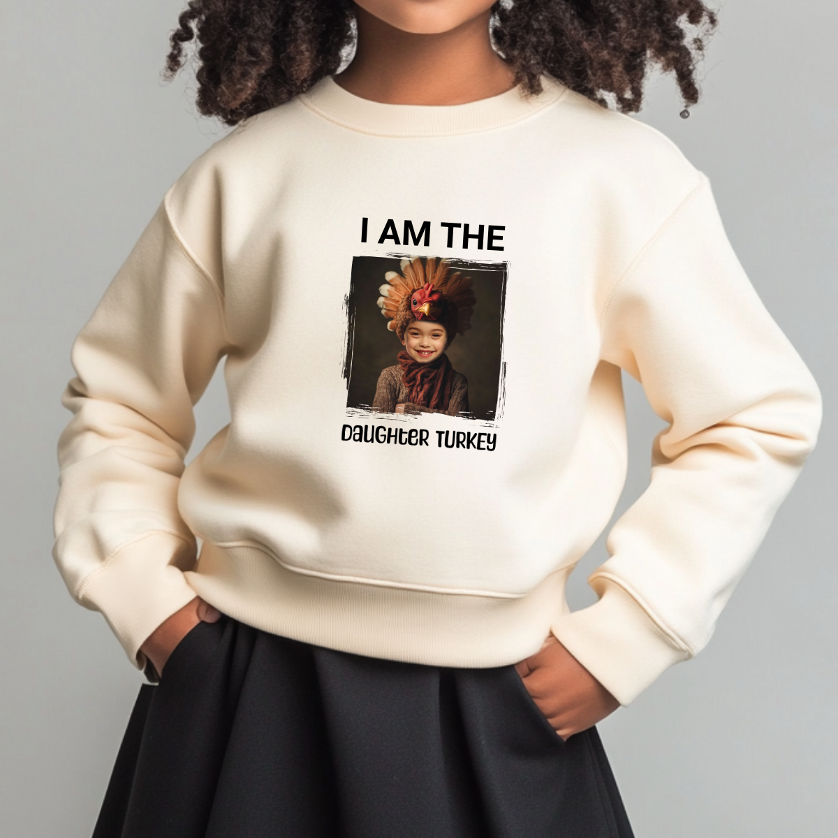 Custom Funny Thanksgiving Sweatshirt (Daughter Turkey) - Weave West