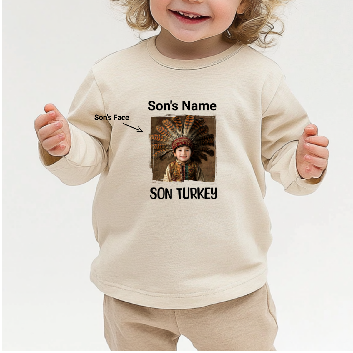 Custom Funny Thanksgiving Sweatshirt (Son Turkey) - Weave West