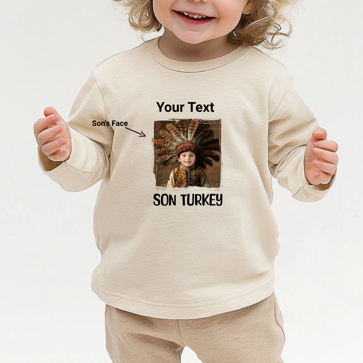 Custom Funny Thanksgiving Sweatshirt (Son Turkey) - Weave West