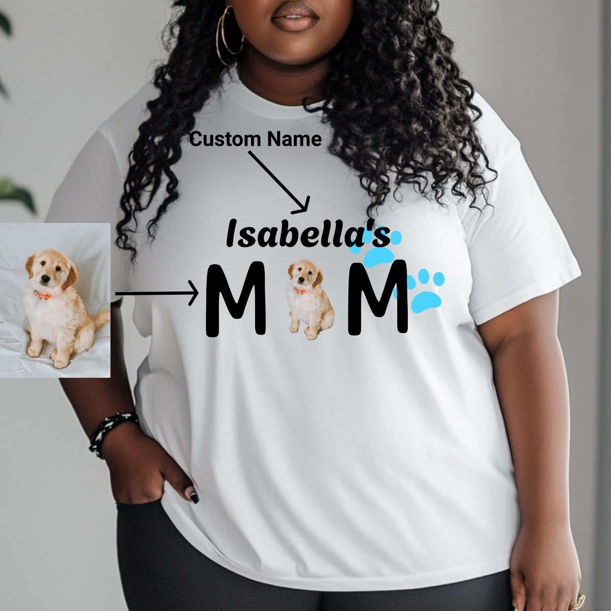 Woman Custom Funny Dog Cotton T Shirt (Dog's Mom) - Weave West