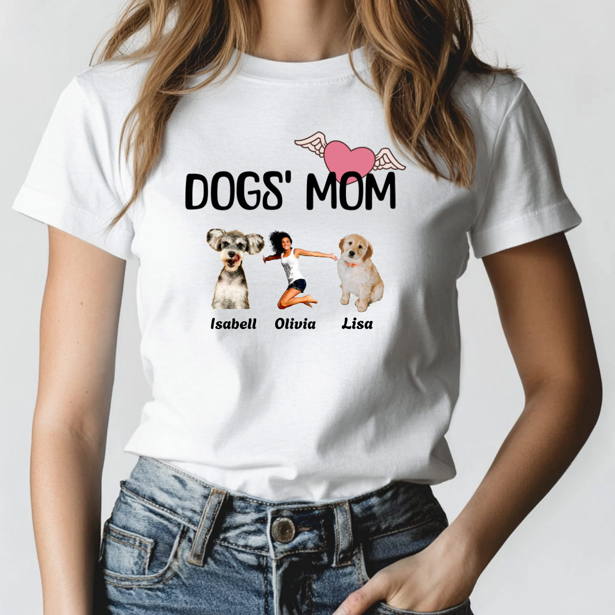 Woman Custom Funny Dog Cotton T Shirt (Dogs' Mom) - Weave West