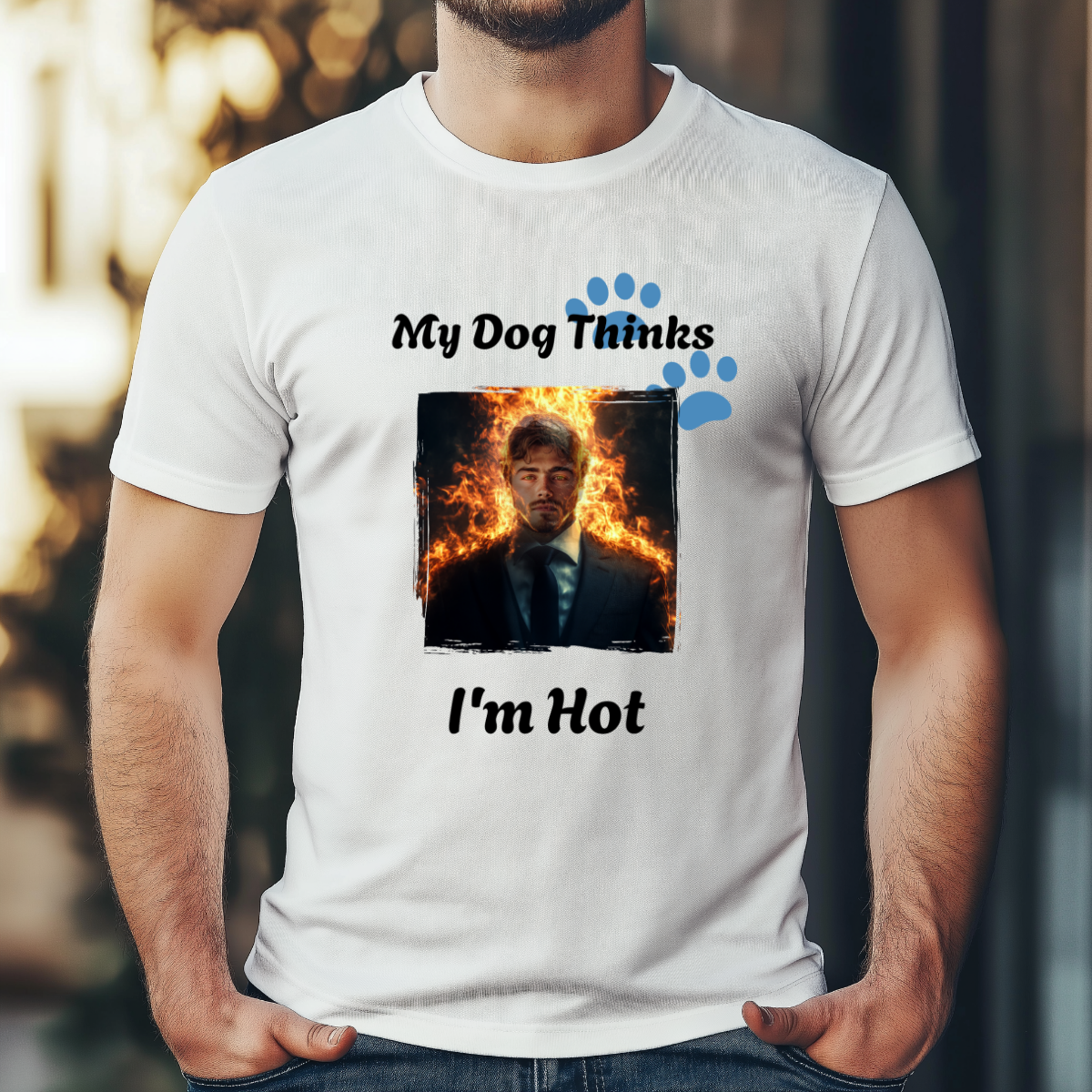 Custom Funny Dog Cotton T Shirt (My Dog Thinks) - Weave West