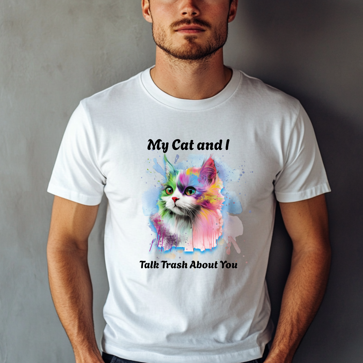 Unisex Funny Cat Cotton T Shirt (My Cat & I) - Weave West