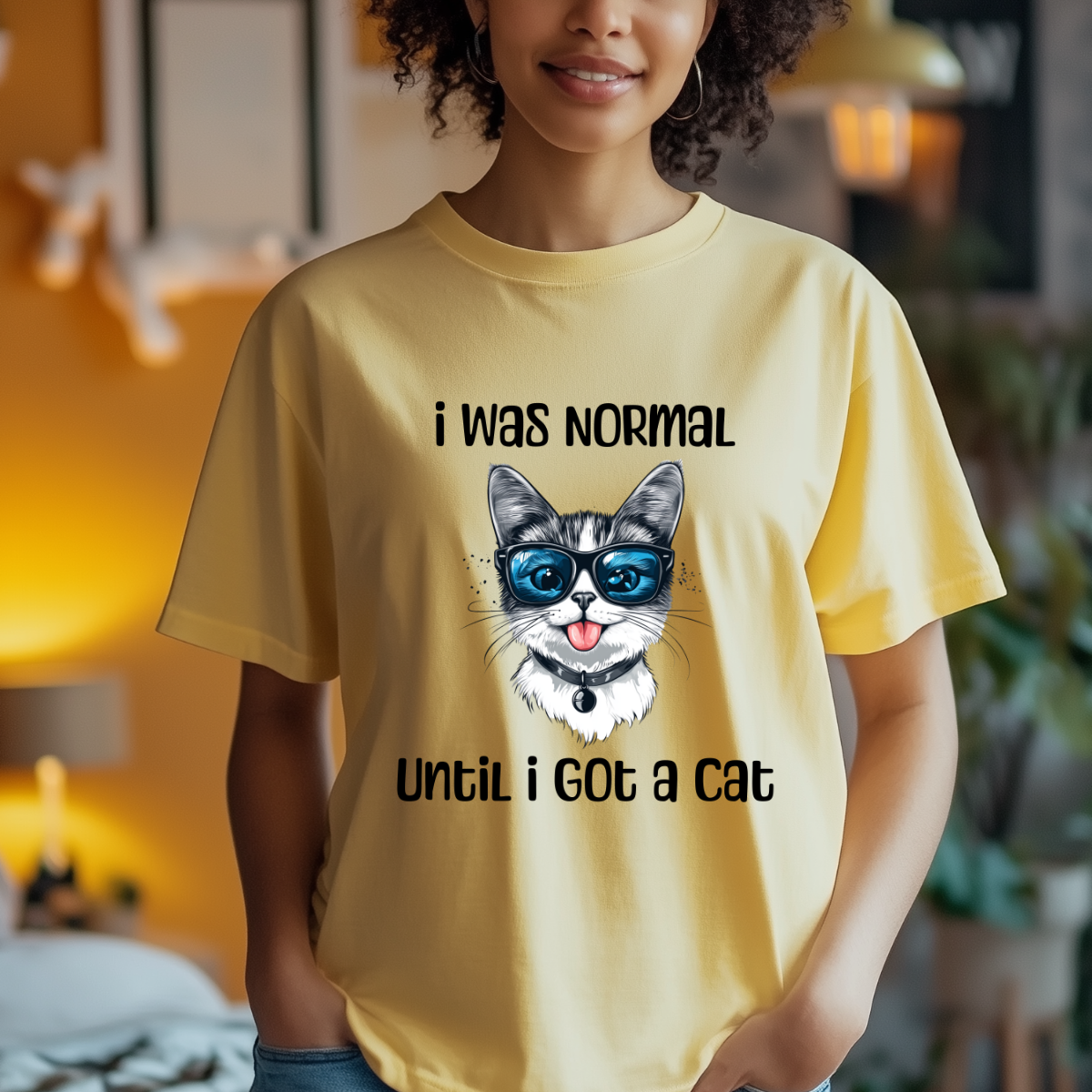 Unisex Funny Cat Cotton T Shirt (I Was Normal) - Weave West