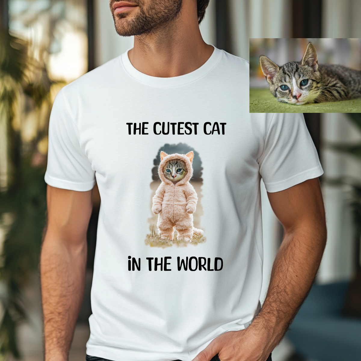 Custom Unisex Funny Cat Cotton T Shirt (The Cutest Cat) - Weave West