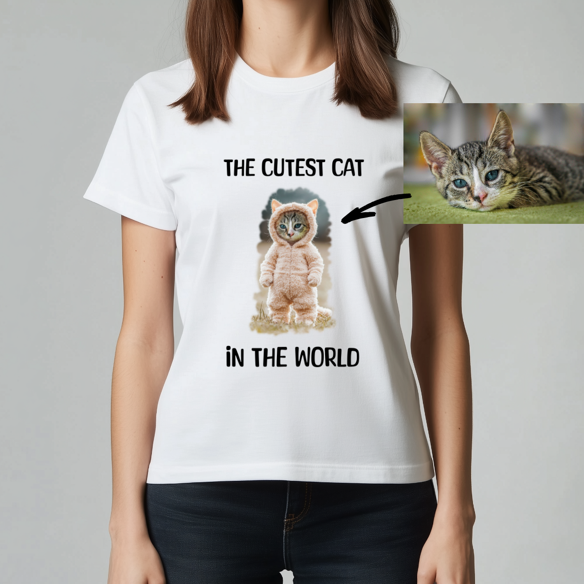 Custom Unisex Funny Cat Cotton T Shirt (The Cutest Cat) - Weave West