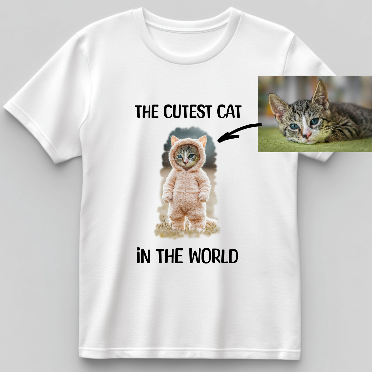 Custom Unisex Funny Cat Cotton T Shirt (The Cutest Cat) - Weave West