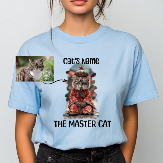 Custom Unisex Funny Cat Cotton T Shirt (The Master Cat) - Weave West