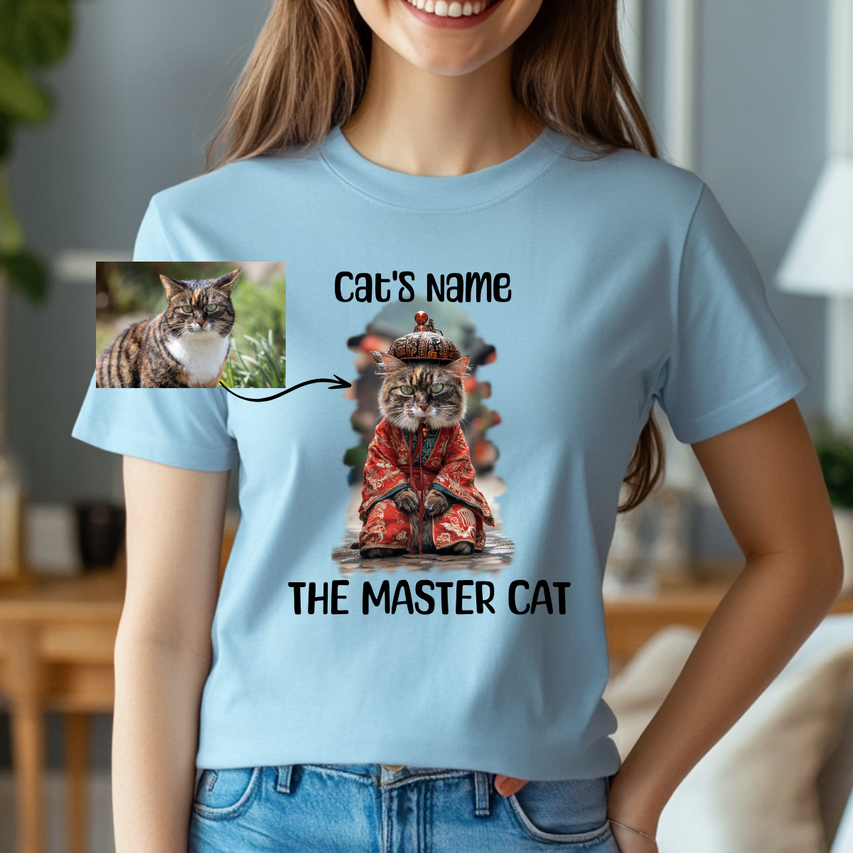 Custom Unisex Funny Cat Cotton T Shirt (The Master Cat) - Weave West