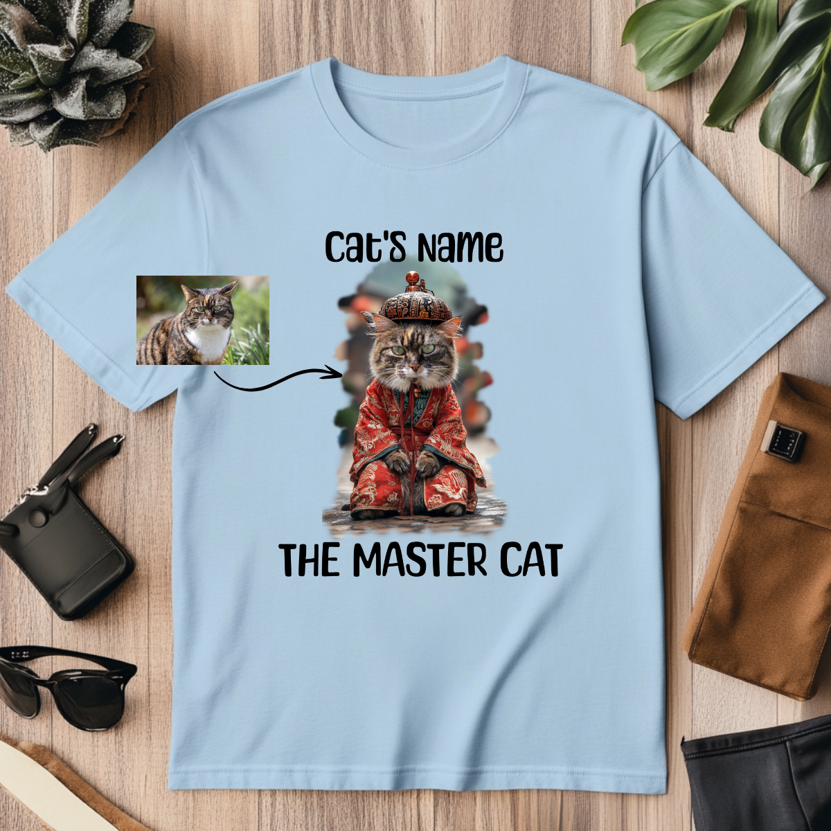 Custom Unisex Funny Cat Cotton T Shirt (The Master Cat) - Weave West