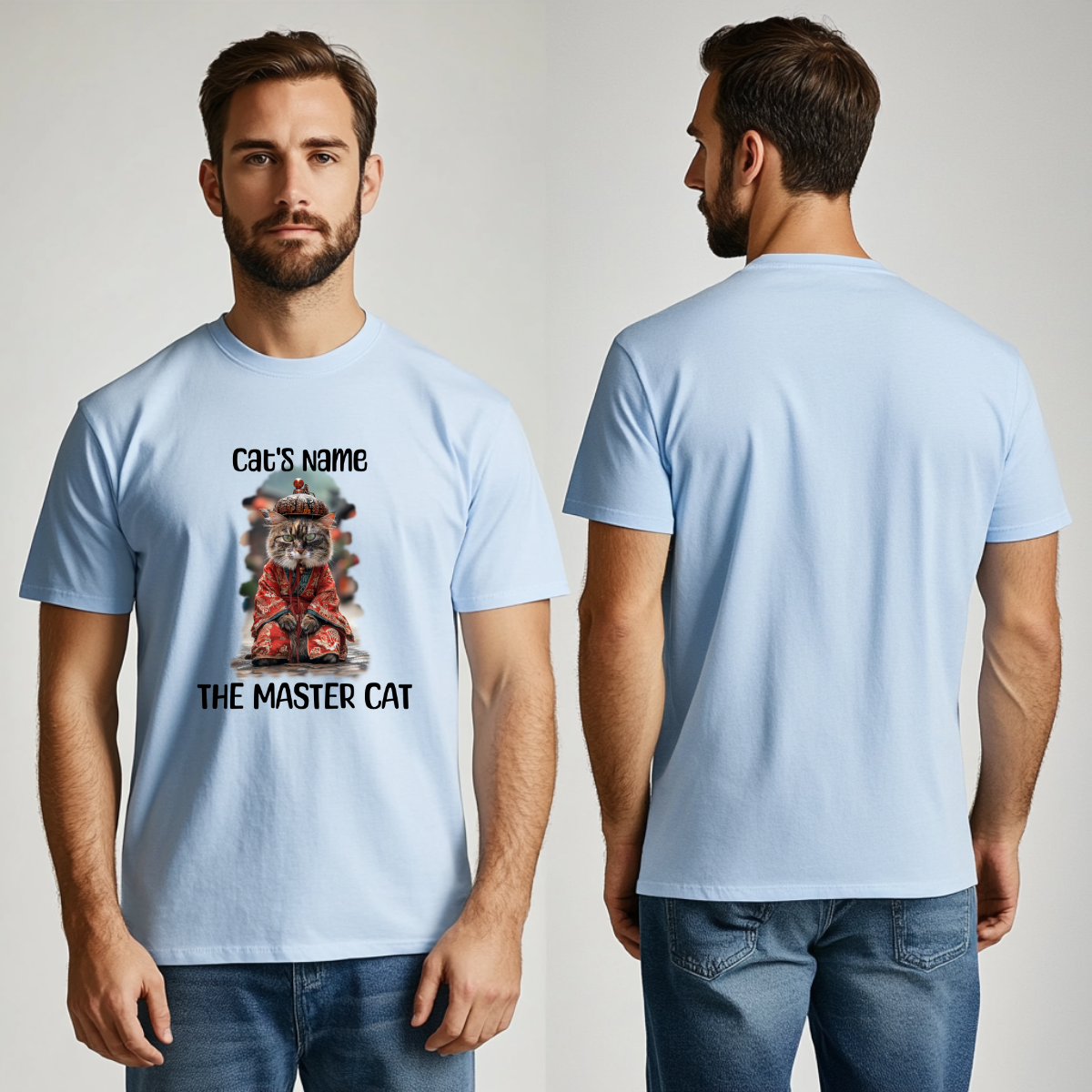 Custom Unisex Funny Cat Cotton T Shirt (The Master Cat) - Weave West