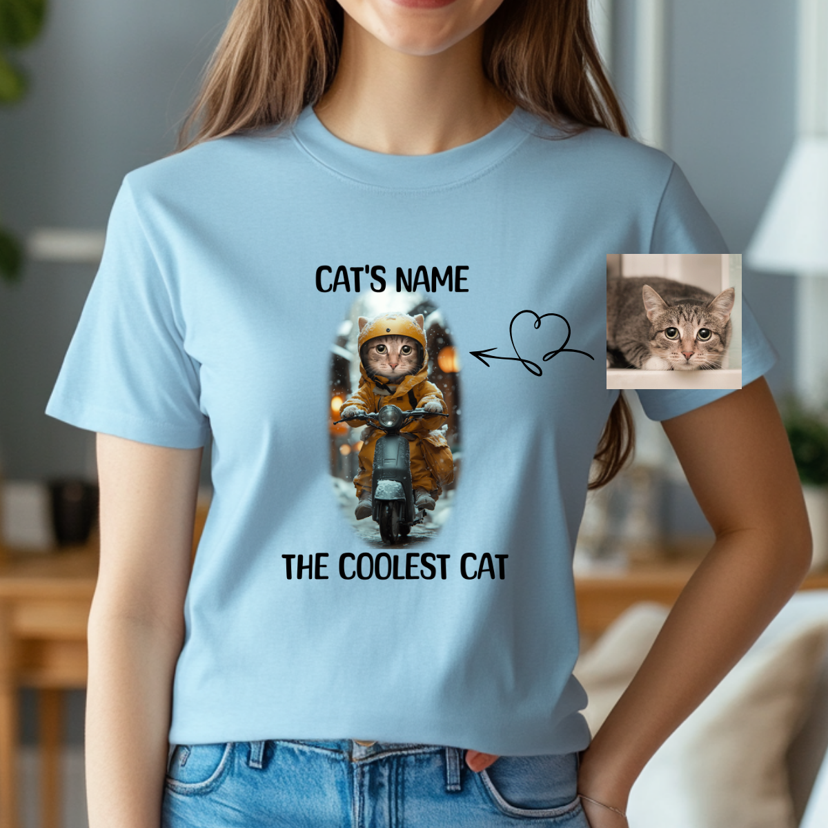 Custom Unisex Funny Cat Cotton T Shirt (The Coolest Cat) - Weave West