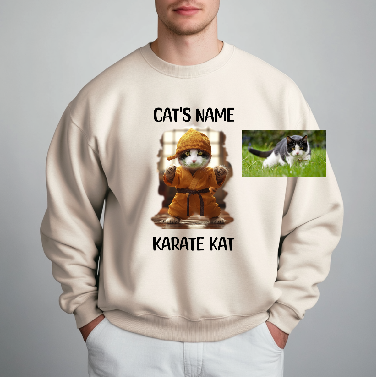 Custom Funny Cat Sweatshirt (Karate Kat) - Weave West