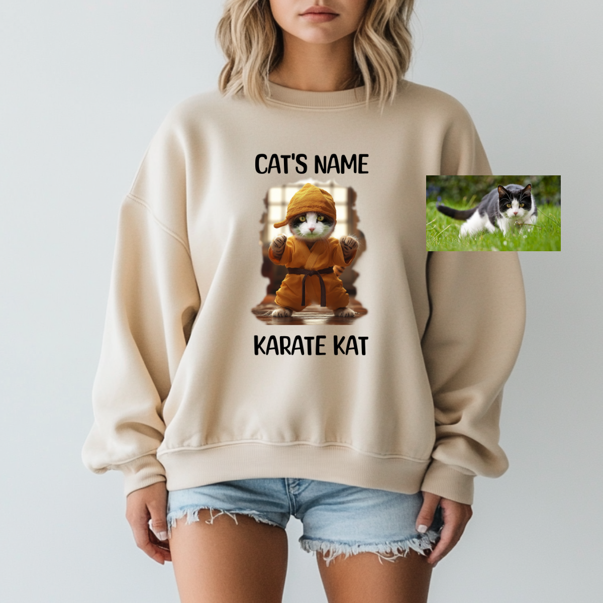 Custom Funny Cat Sweatshirt (Karate Kat) - Weave West