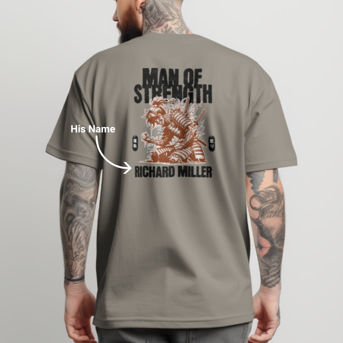 Personalized Oversized Tee (Man Of Strength), custom tshirt store, make your own merch, apparel printing, clothing printing