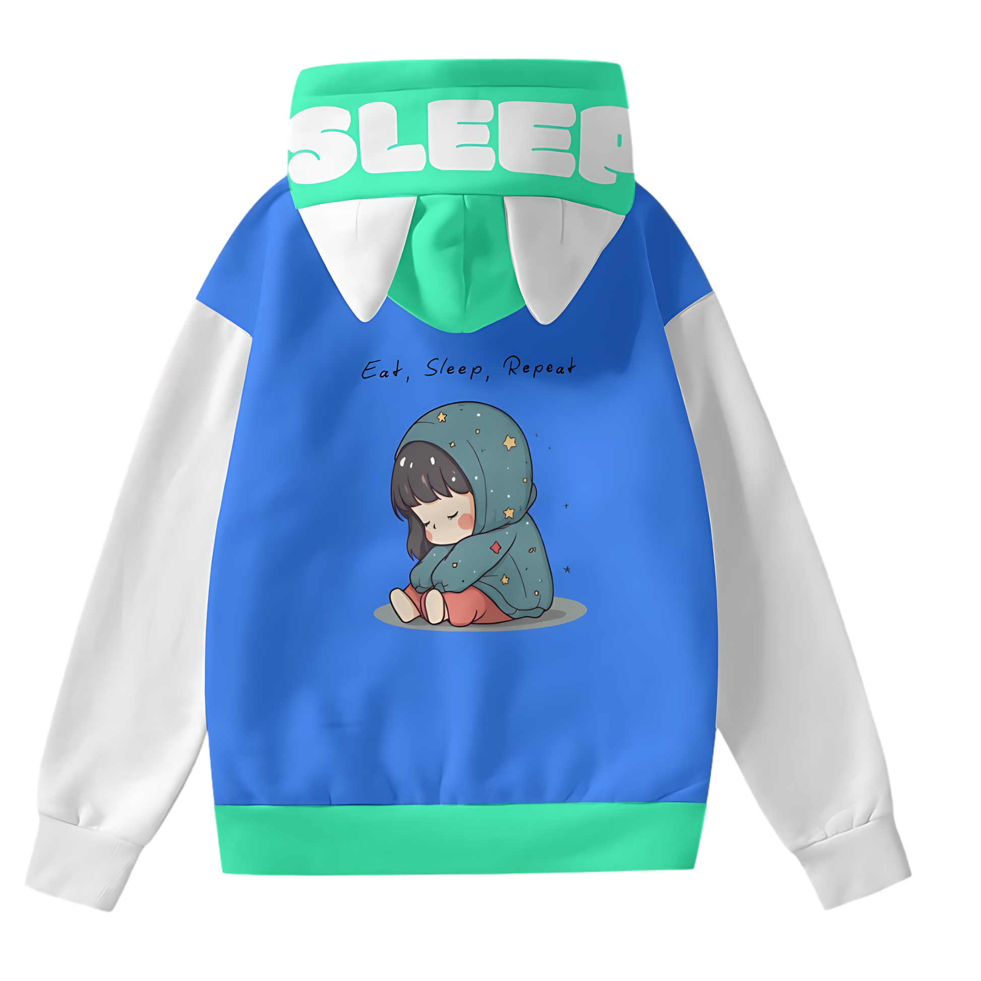 Personalized Eared Cozy Hoodie Eat, Sleep, Repeat - Weave West