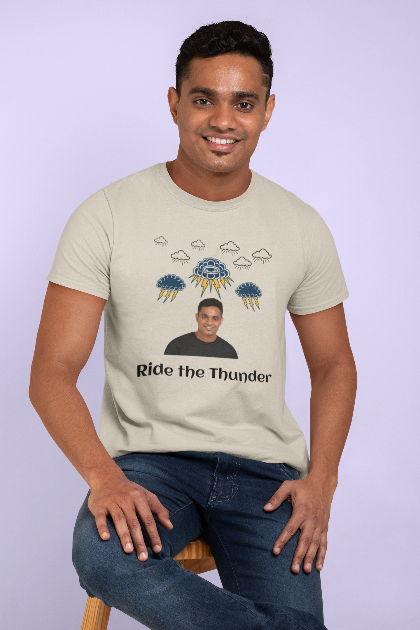 Custom Photo T Shirt Beige (Thunder) - Weave West