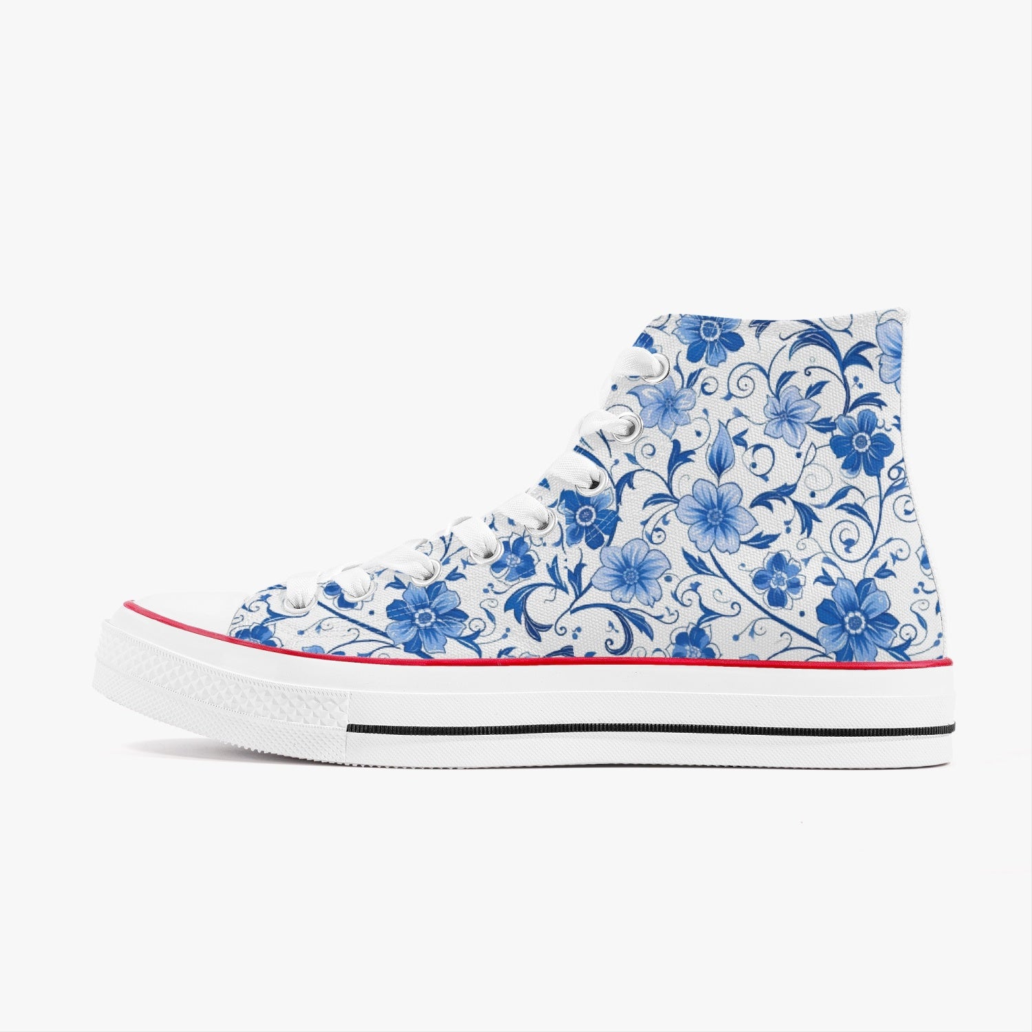 Casual High Top Canvas Blue Poppies - Weave West