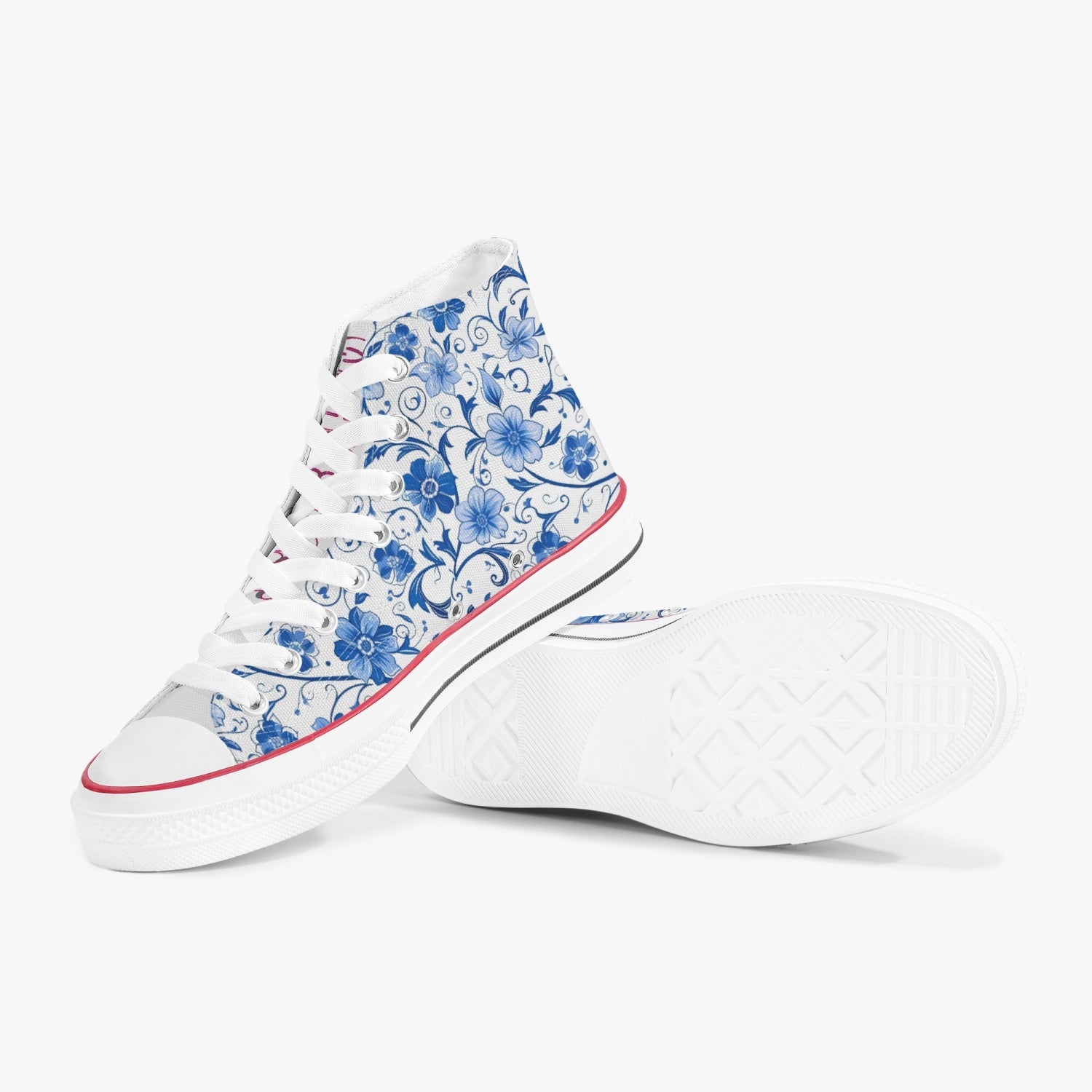 Casual High Top Canvas Blue Poppies - Weave West