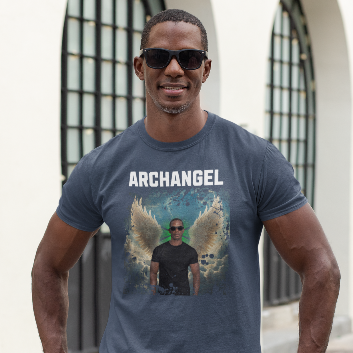 Custom Photo T Shirt Indigo Blue (Angel) - Weave West