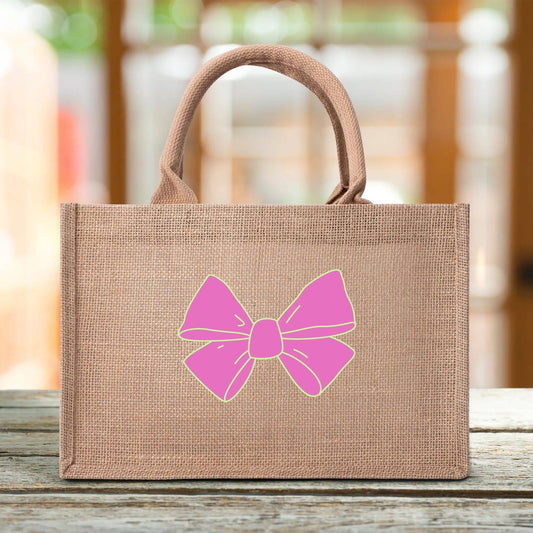 Burlap Tote Picnic Bag Bow 2 - Weave West