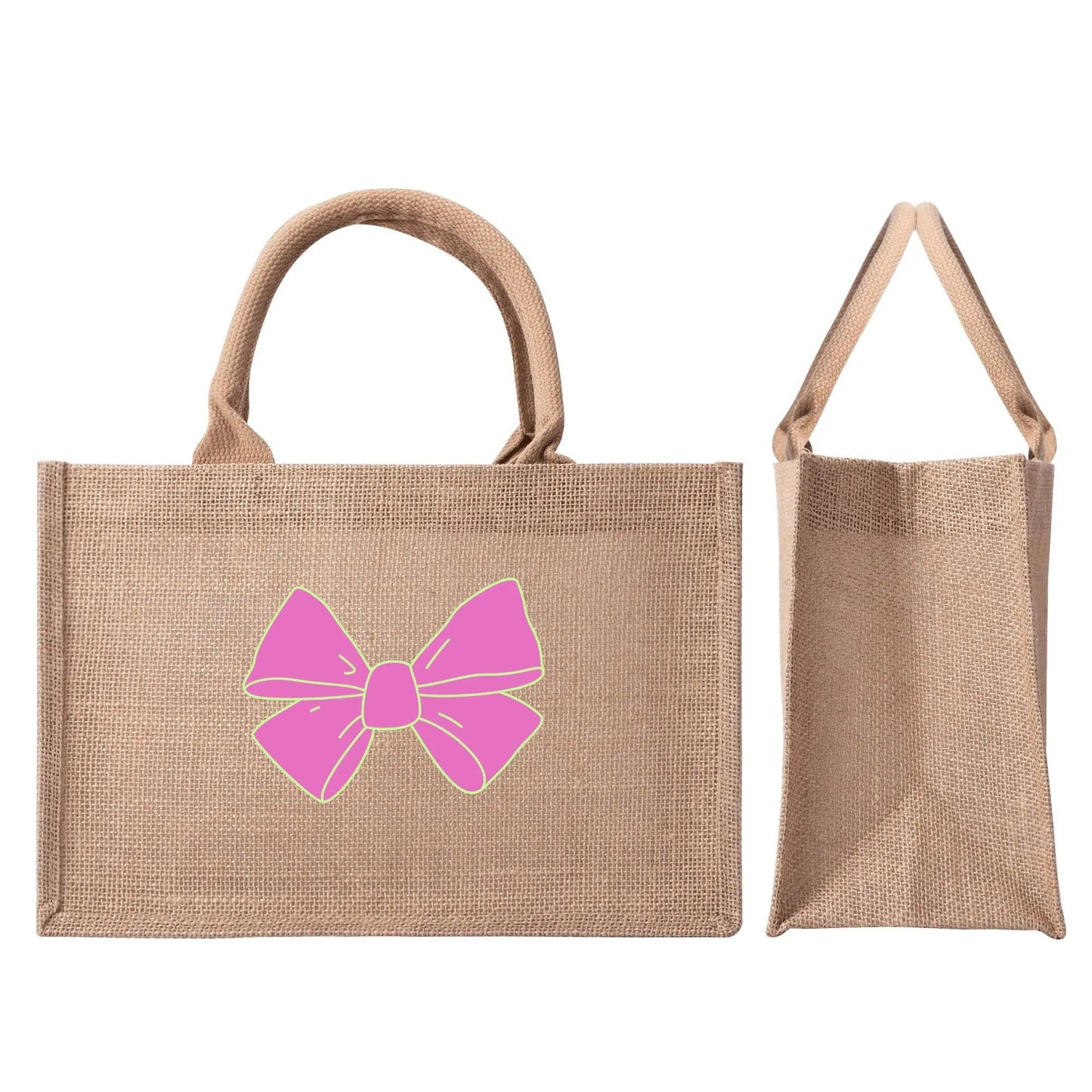 Burlap Tote Picnic Bag Bow 2 - Weave West