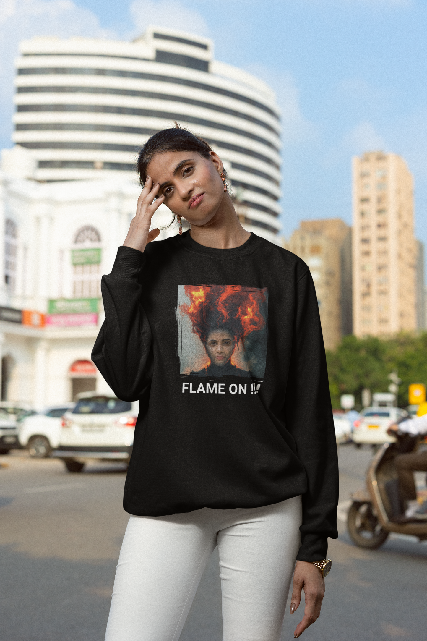 Women Custom Sweater (Flame Hair) - Weave West