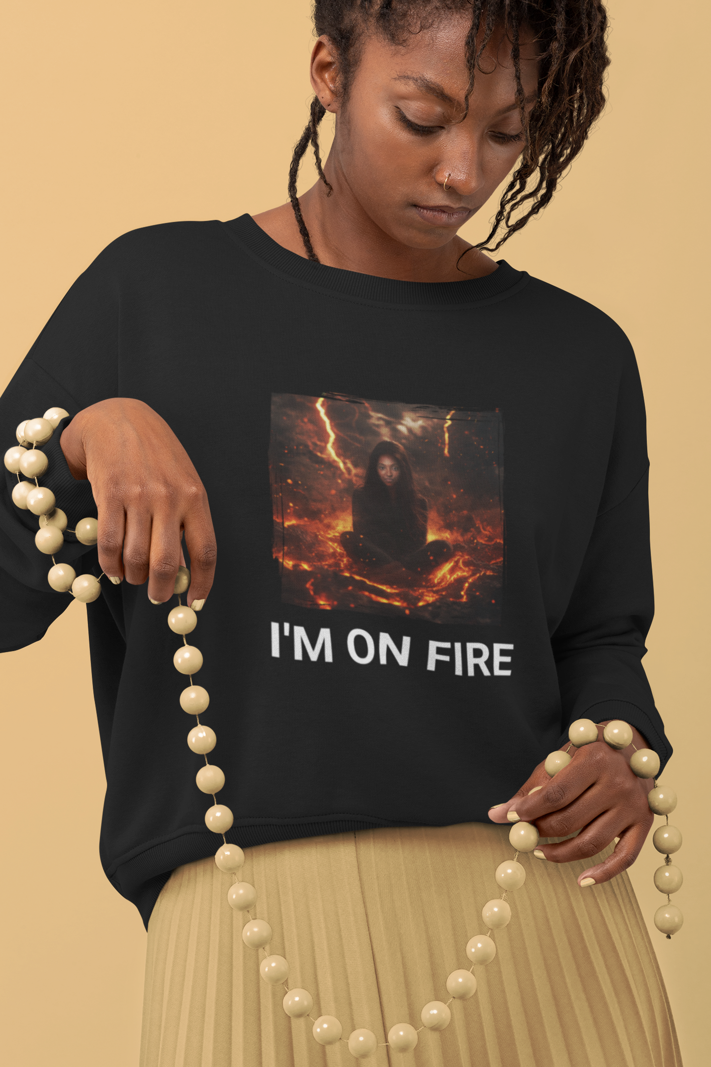 Women Custom Sweater (I'm On Fire) - Weave West