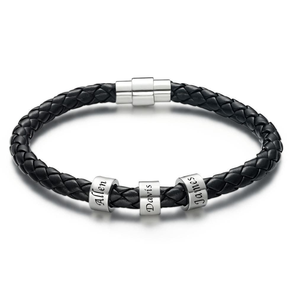 Custom Beads Leather Bracelet - Weave West