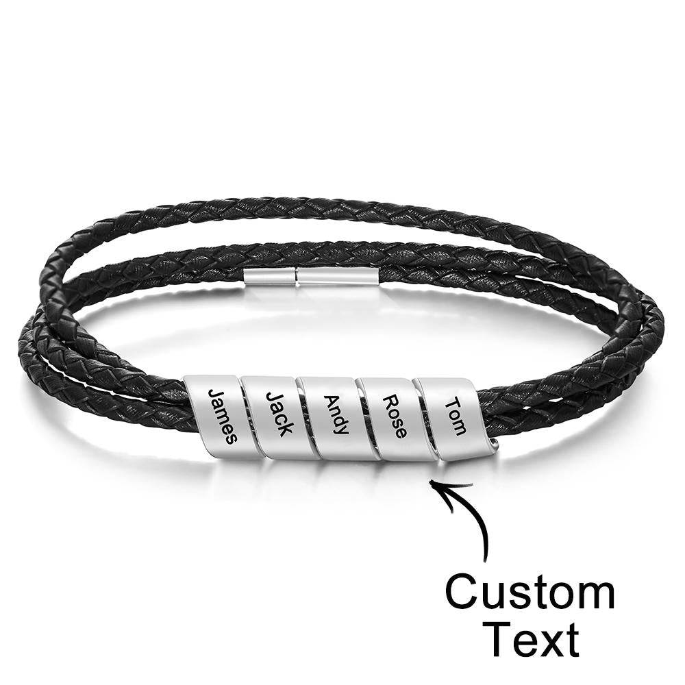 Thin Triple Strand Black Braided Leather Bracelet - Weave West