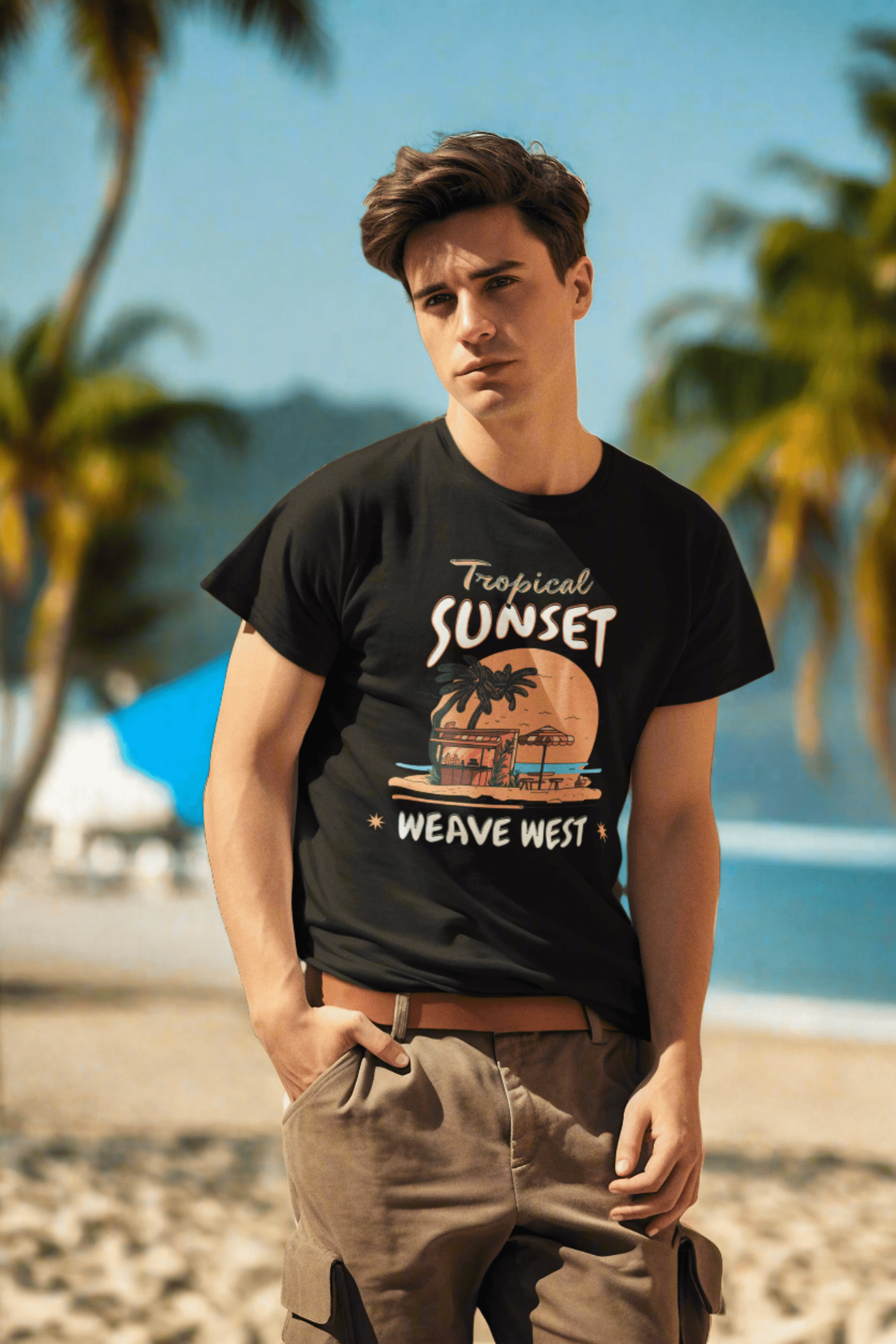 Premium Classic Fit Cotton Tee (Tropical Sunset) - Weave West