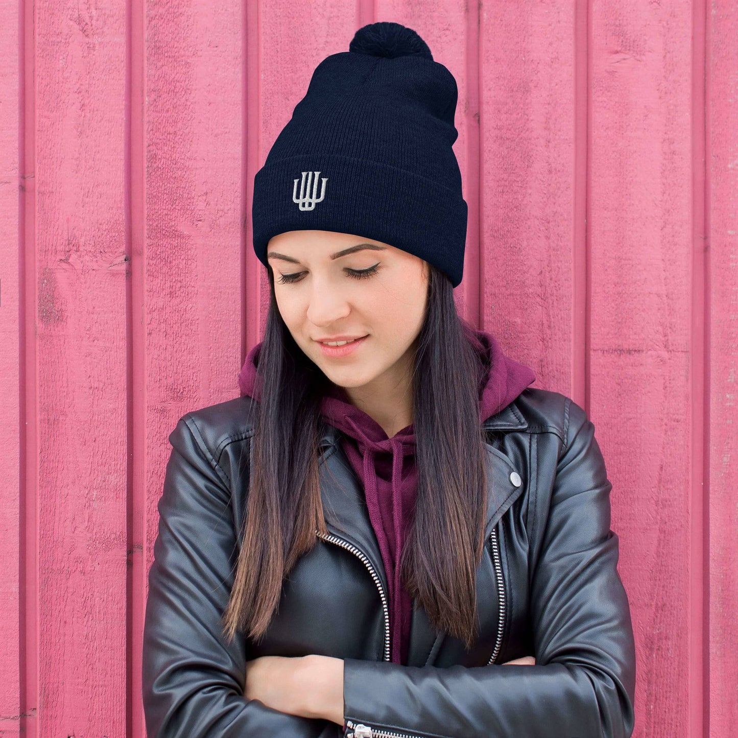 Embroidered Pom Pom Beanie Weave West 1 - Weave West