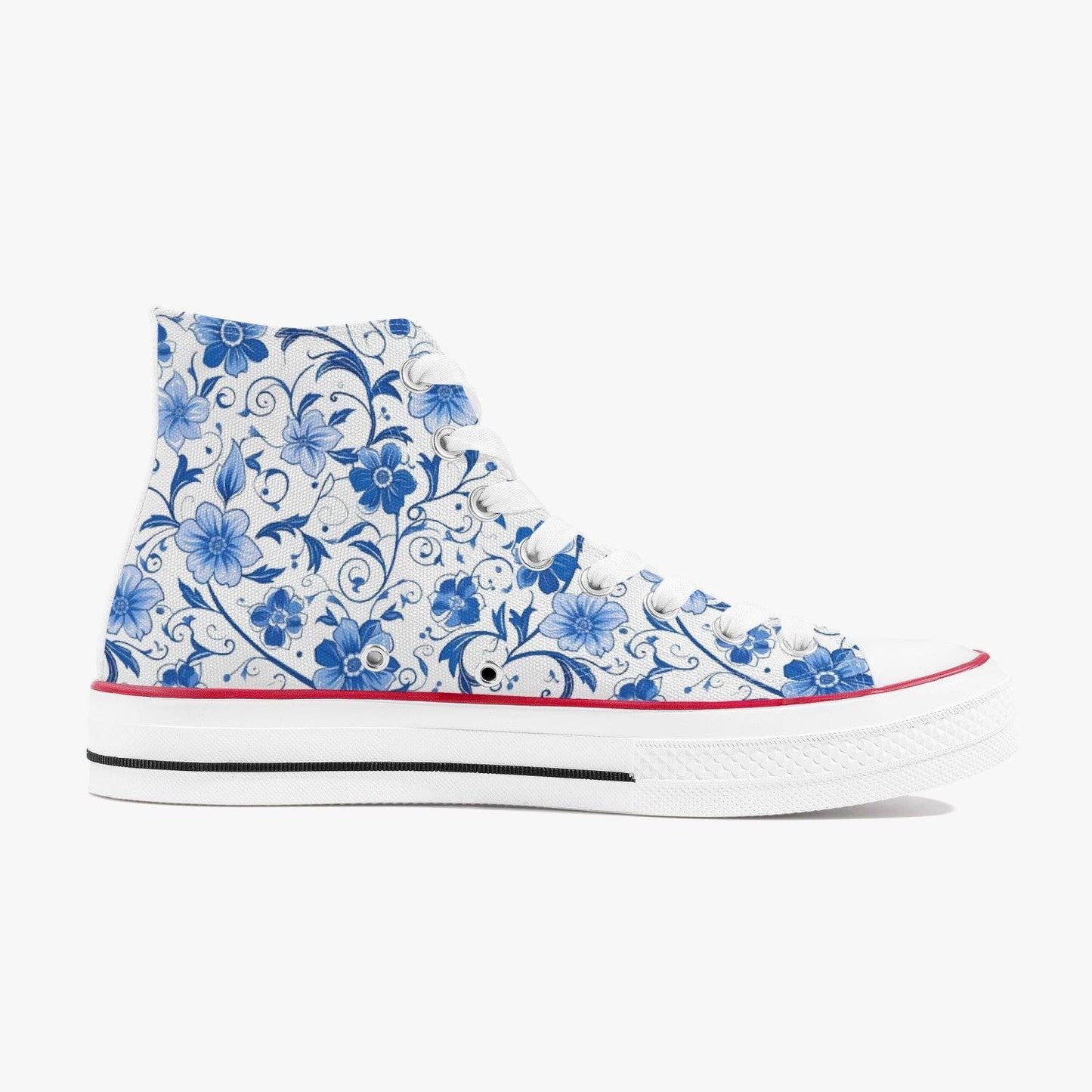 Casual High Top Canvas Blue Poppies - Weave West