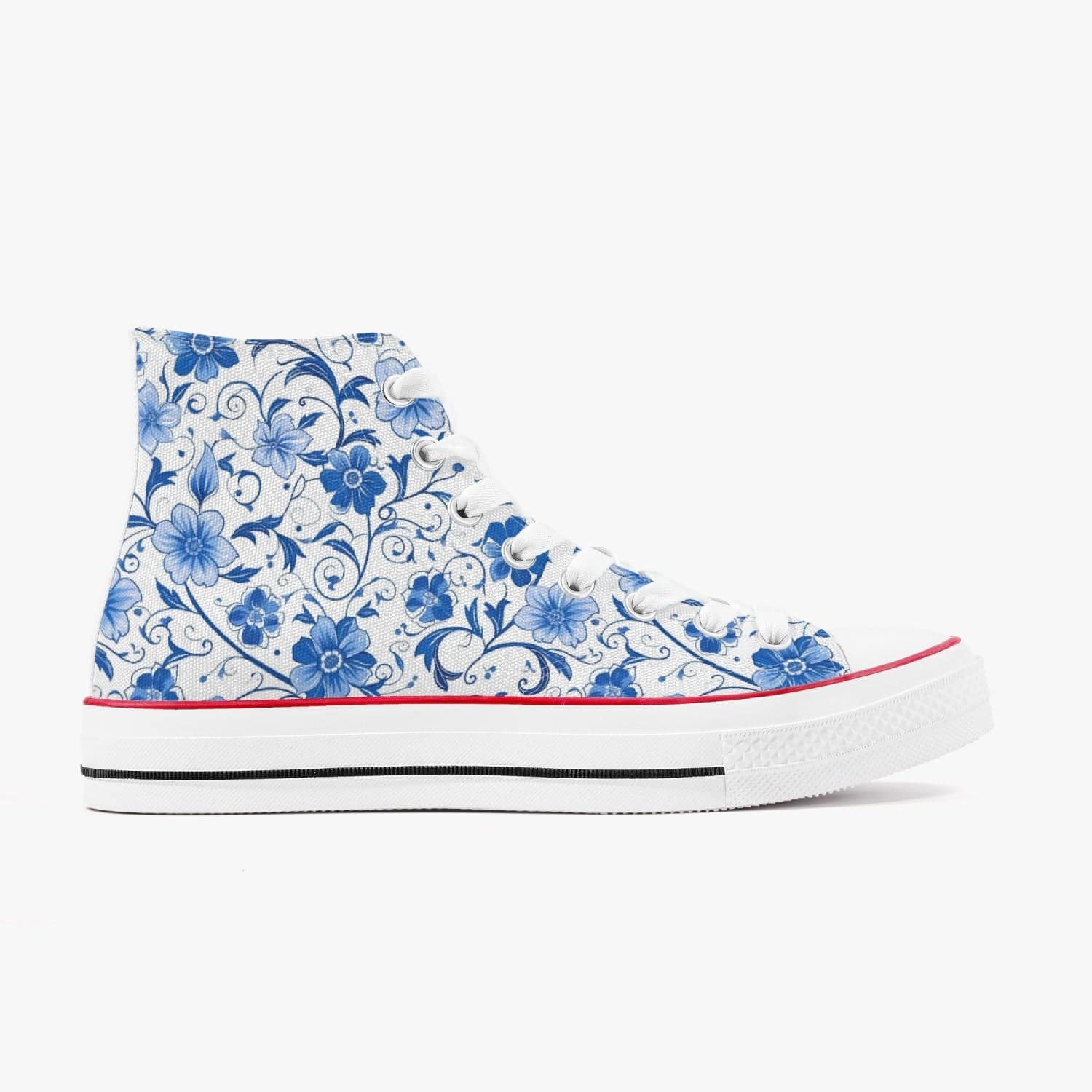 Casual High Top Canvas Blue Poppies - Weave West