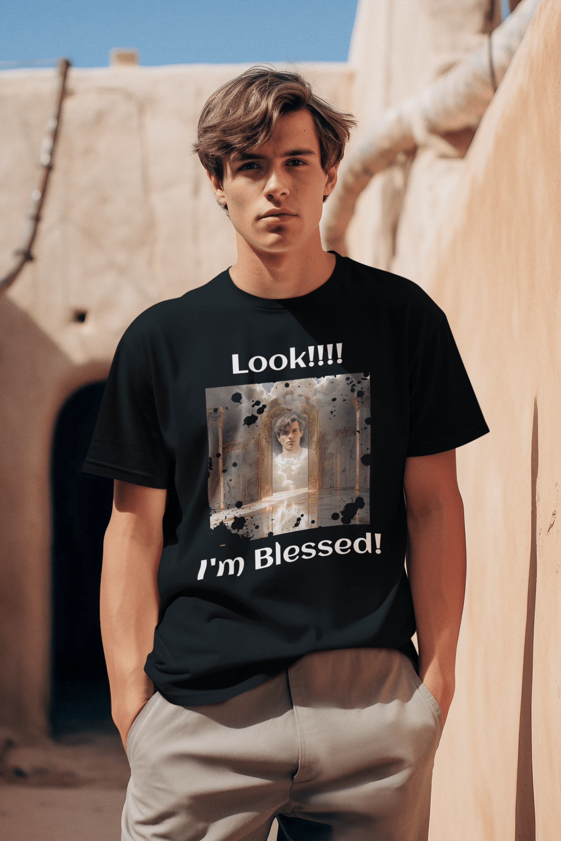 Custom Photo T Shirt Black (I'm Blessed) - Weave West