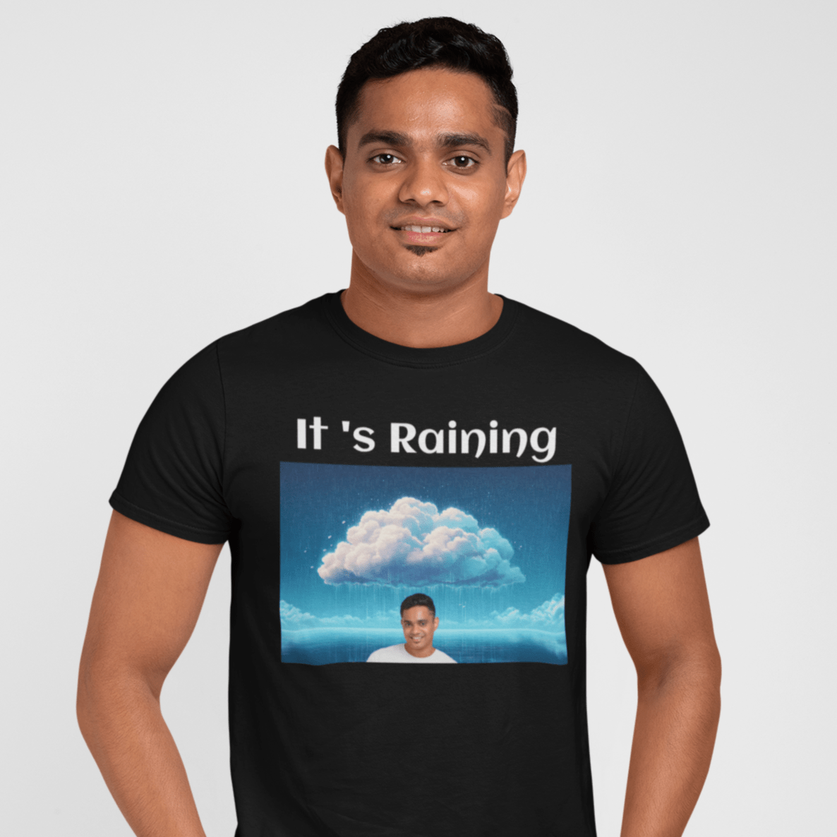 Custom Photo T Shirt Black (It s Raining) - Weave West